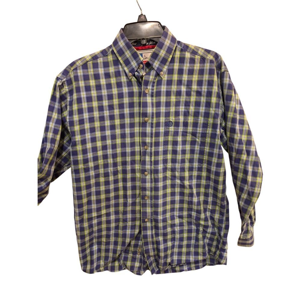 Wrangler George Strait Cowboy Cut Collection Western Shirt-small‎ blue plaid